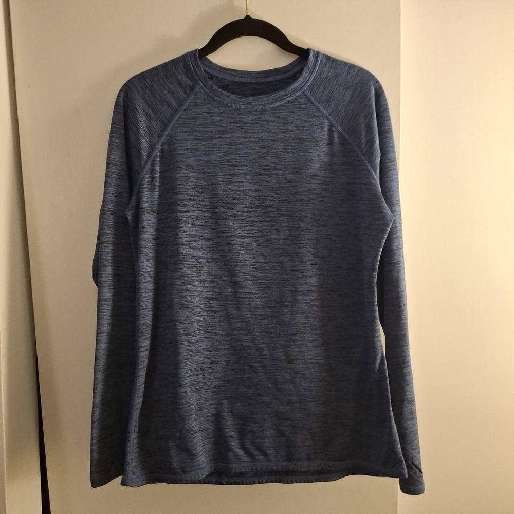 ClimateRight By Cuddl Duds Women's Heathered Blue Long Sleeve Shirt